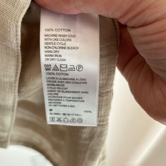 Tommy Bahama Women’s 100% cotton collared shirt stripped tan cover up tunic LG - Picture 9 of 10